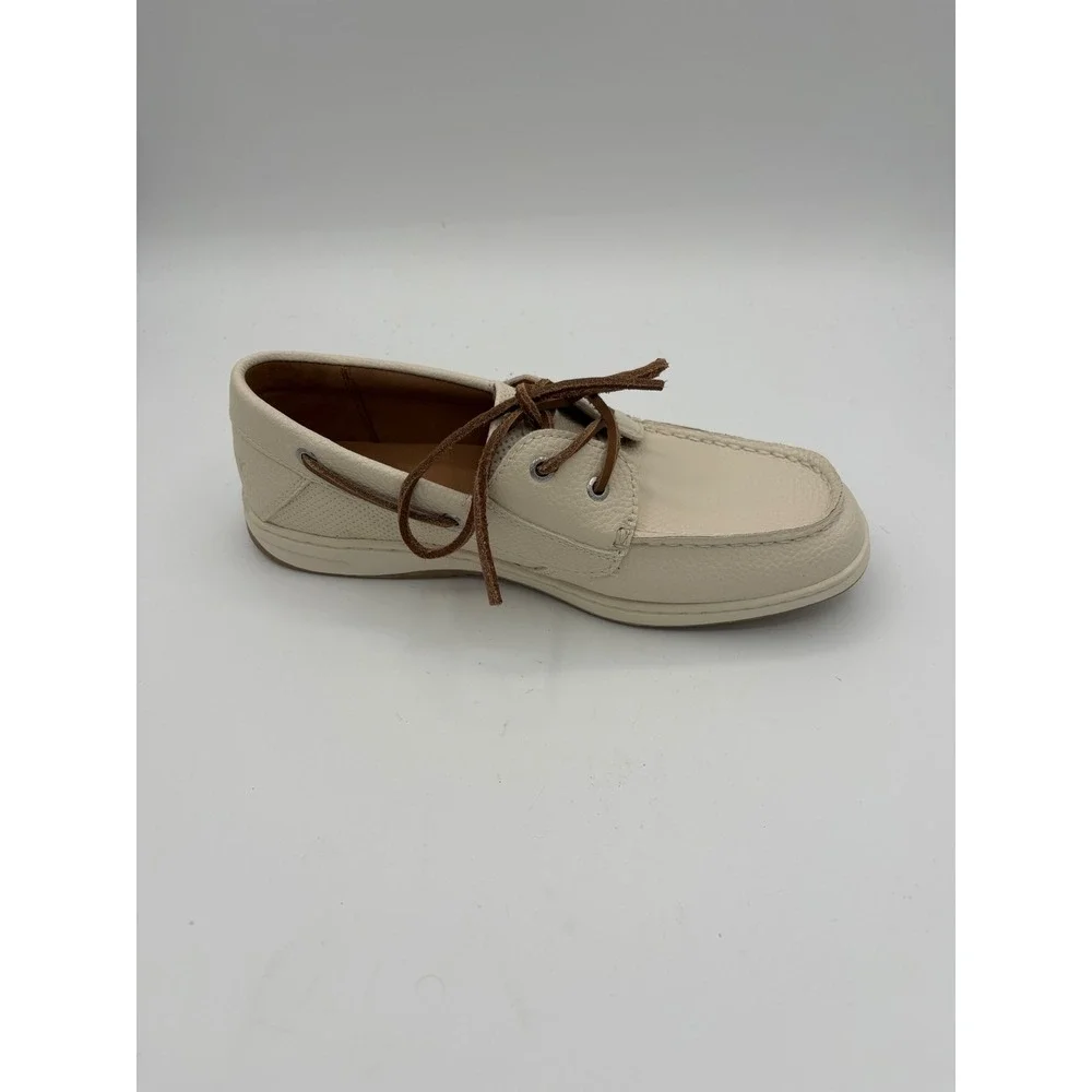 Sperry Whalefish Mens 8.5 Cream Leather Boat Shoes Memory Foam 105582 Loafers